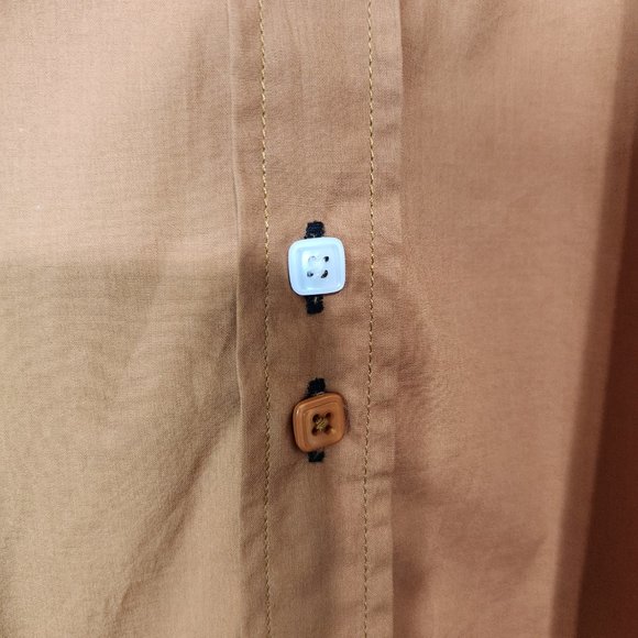 NWT Coofandy Button Up Shirt Men's Medium Brown Flip Cuff Long Sleeve Western - Picture 6 of 15